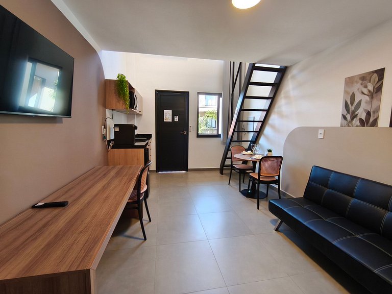 Studio 21 mezanino, ar, cozinha e sef check-in